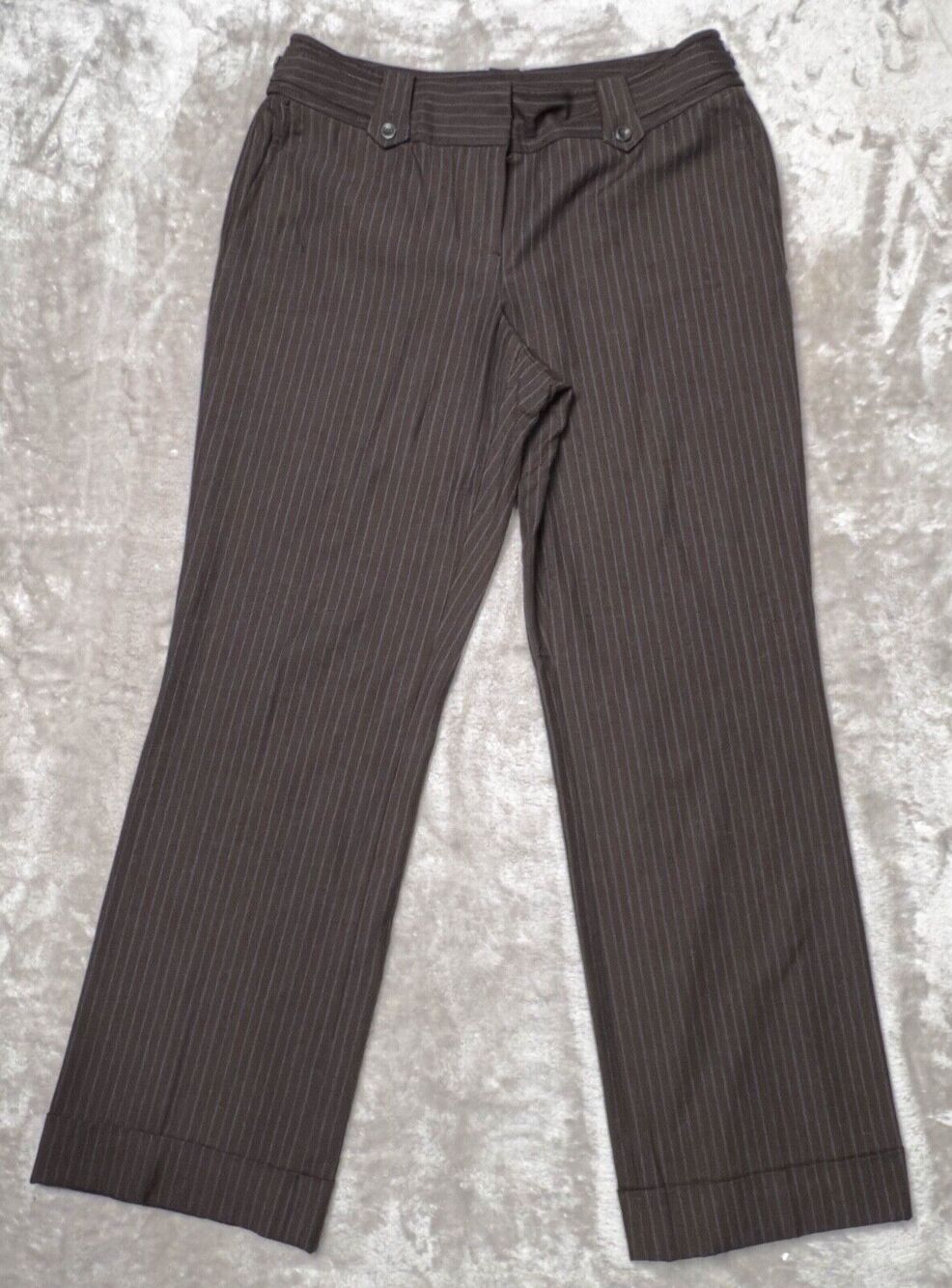 Ann Taylor Lindsay Curvy Fit Brown Mocha Pinstripe Dress Pants Womens 10 Y2K